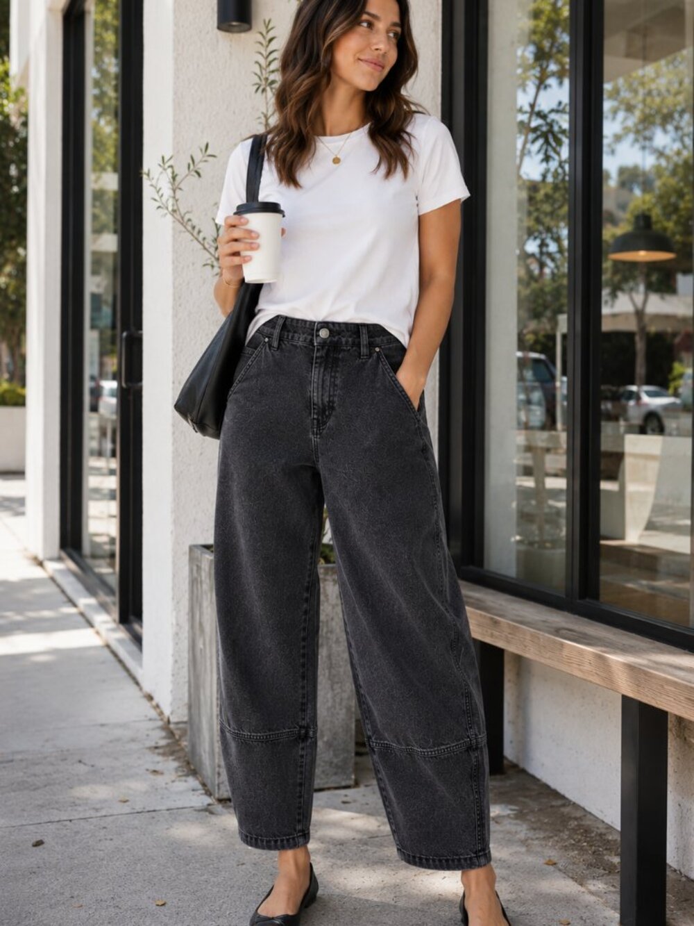 Everlane Utility Barrel Jean Washed Black Organic Cotton High Rise Women's 32